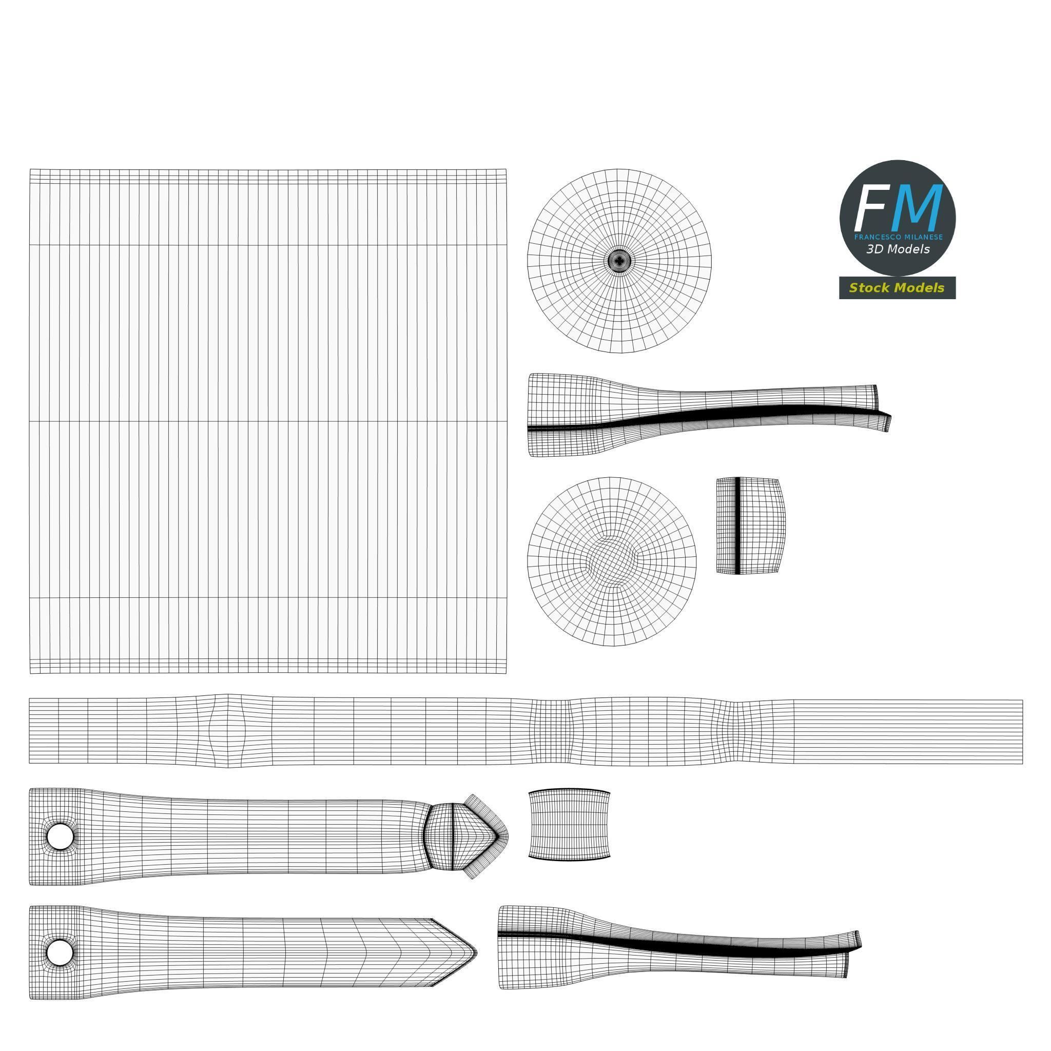 Round roller paint brush 3D model_11