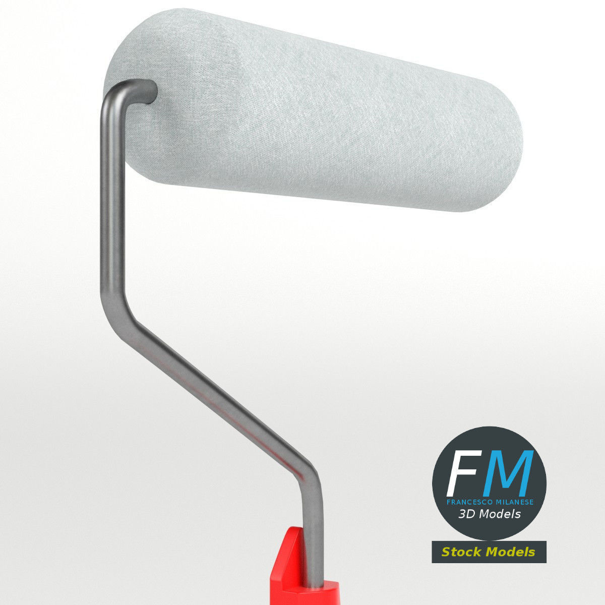 Round roller paint brush 3D model_4