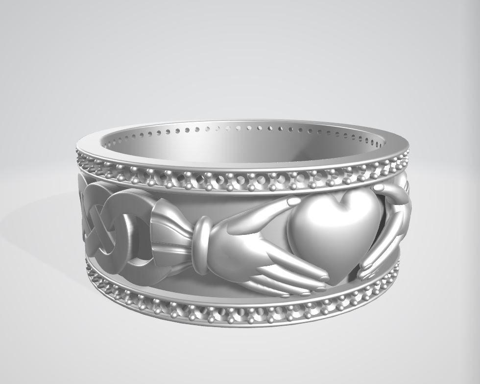 Claddagh ring Heart in hands 3D print model_3