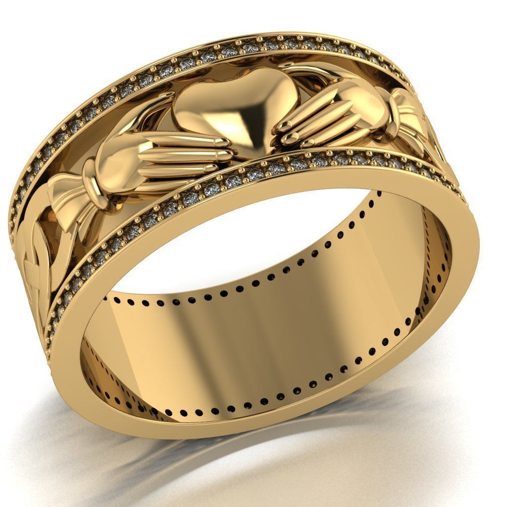 Claddagh ring Heart in hands 3D print model_5