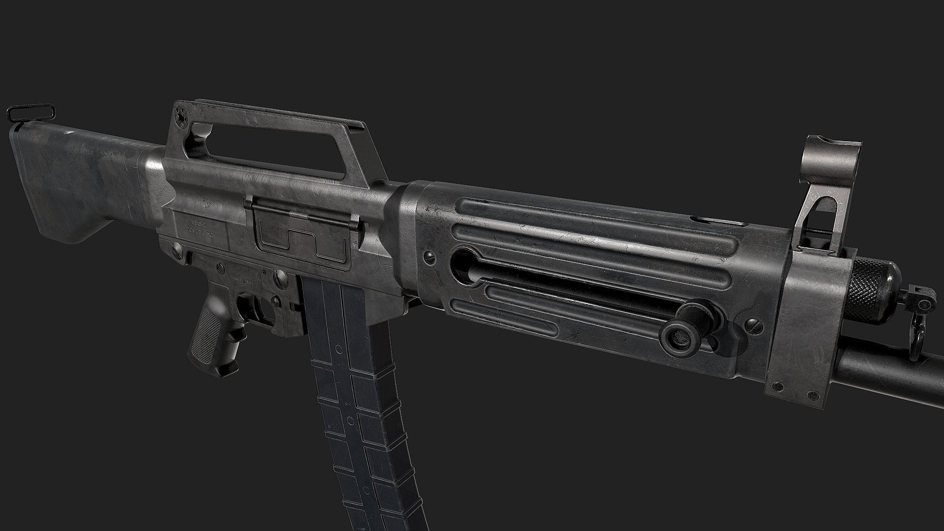 USAS-12 gun Low-poly 3D model_5