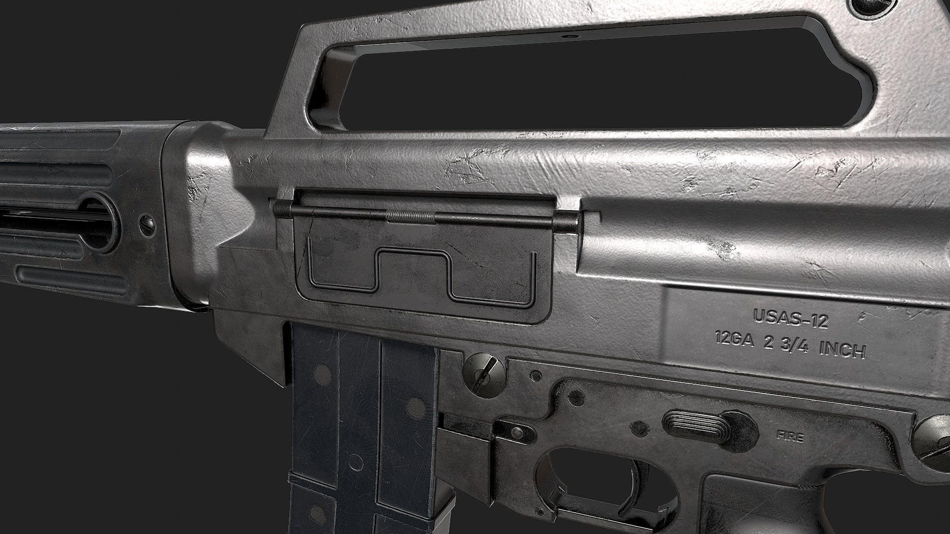 USAS-12 gun Low-poly 3D model_10