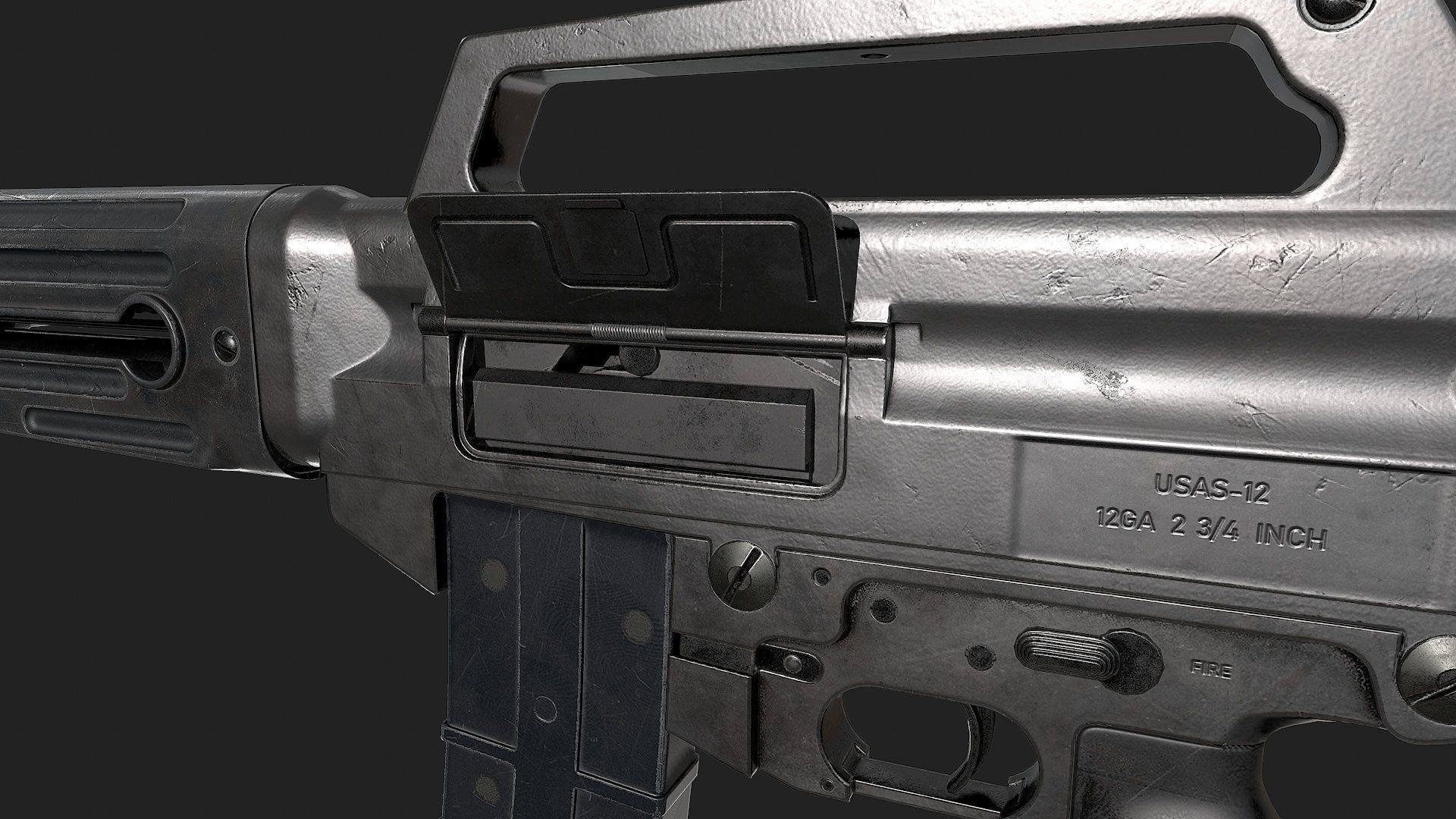 USAS-12 gun Low-poly 3D model_11