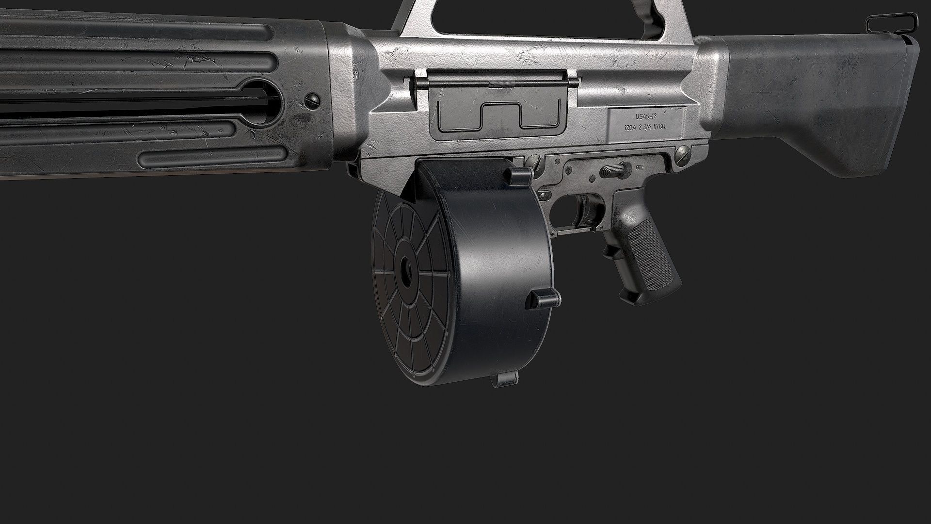 USAS-12 gun Low-poly 3D model_19