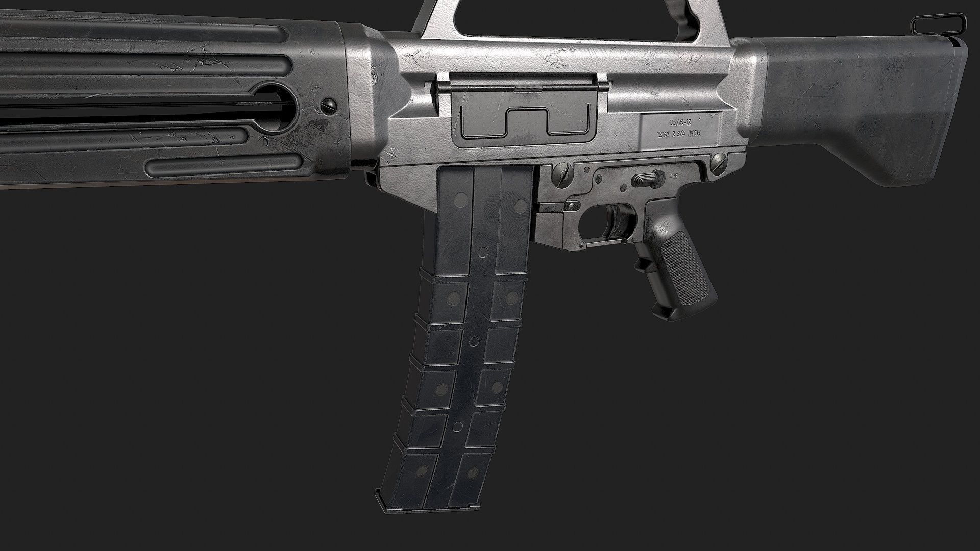 USAS-12 gun Low-poly 3D model_18