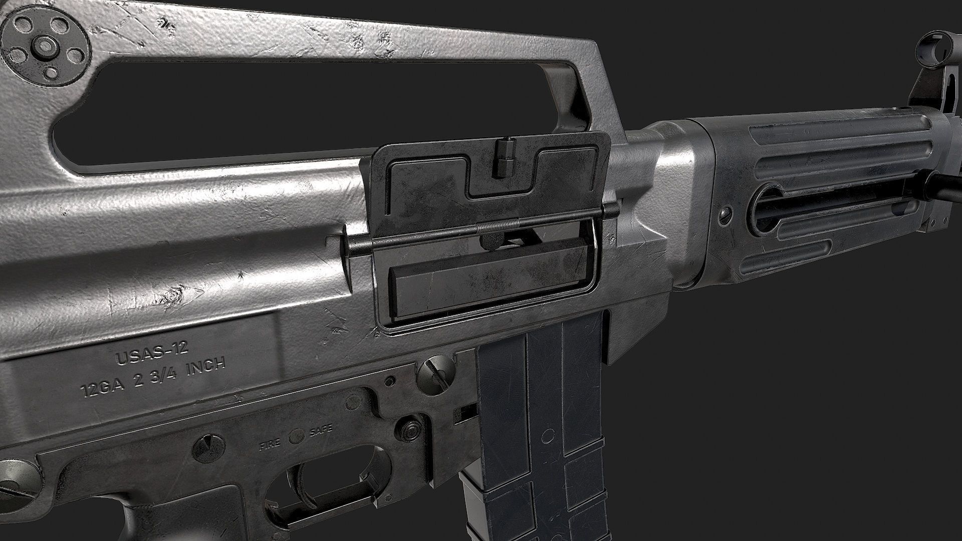 USAS-12 gun Low-poly 3D model_13