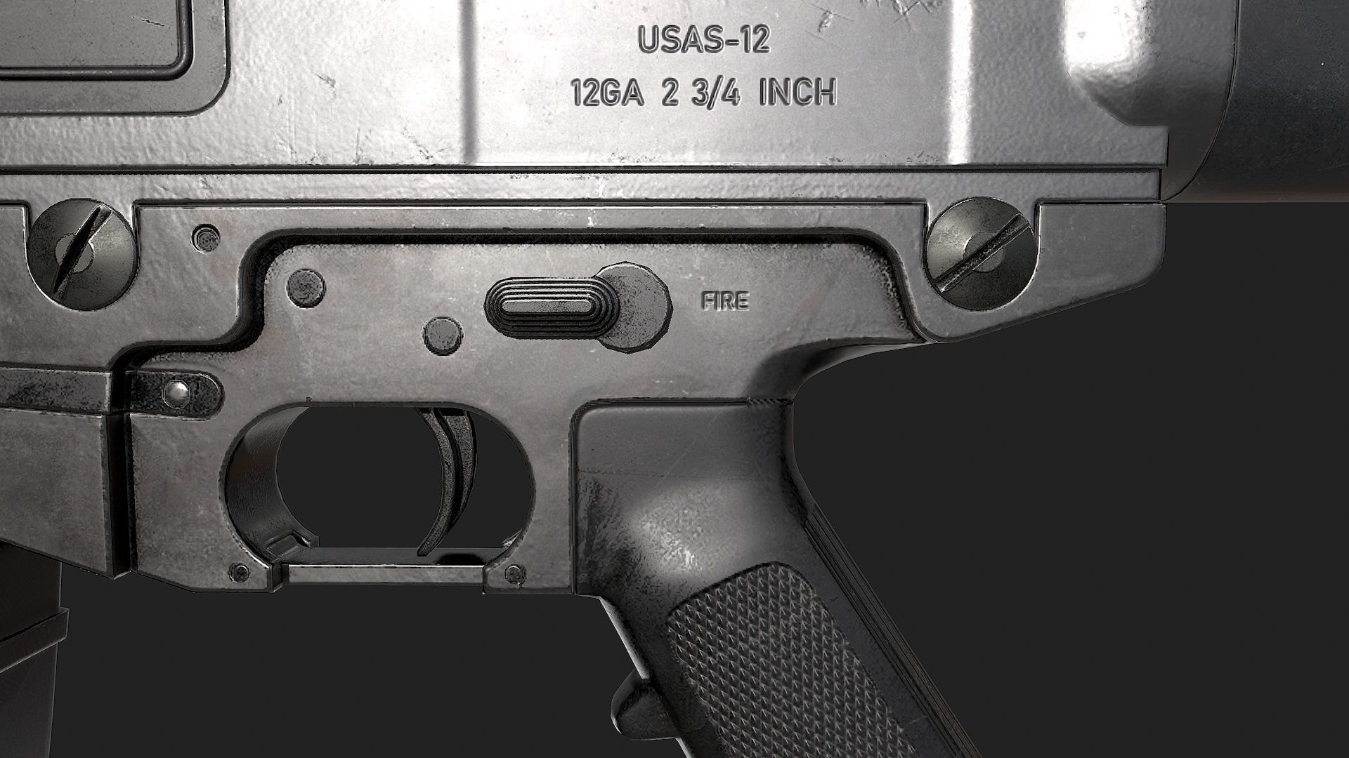 USAS-12 gun Low-poly 3D model_14