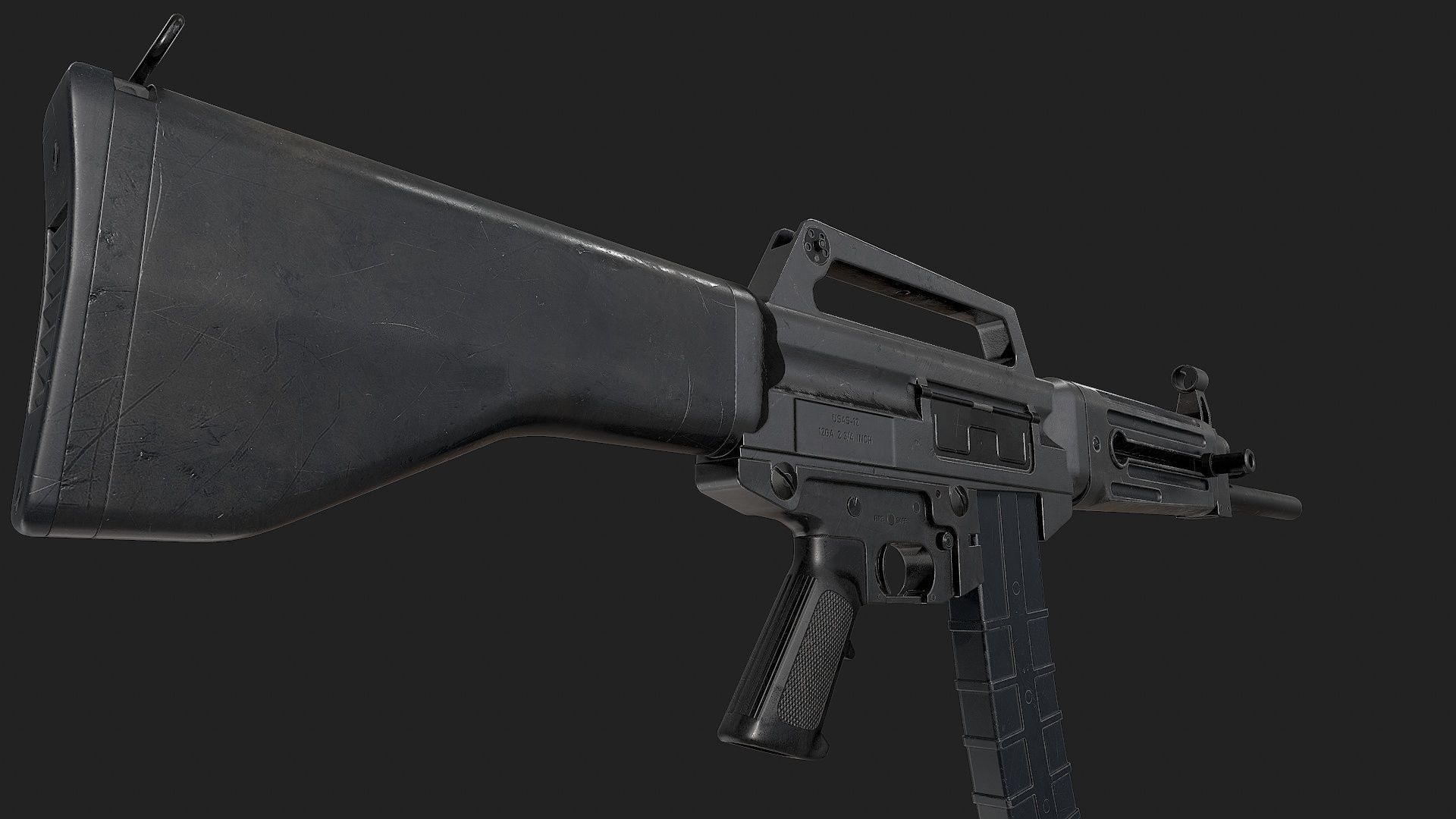 USAS-12 gun Low-poly 3D model_6