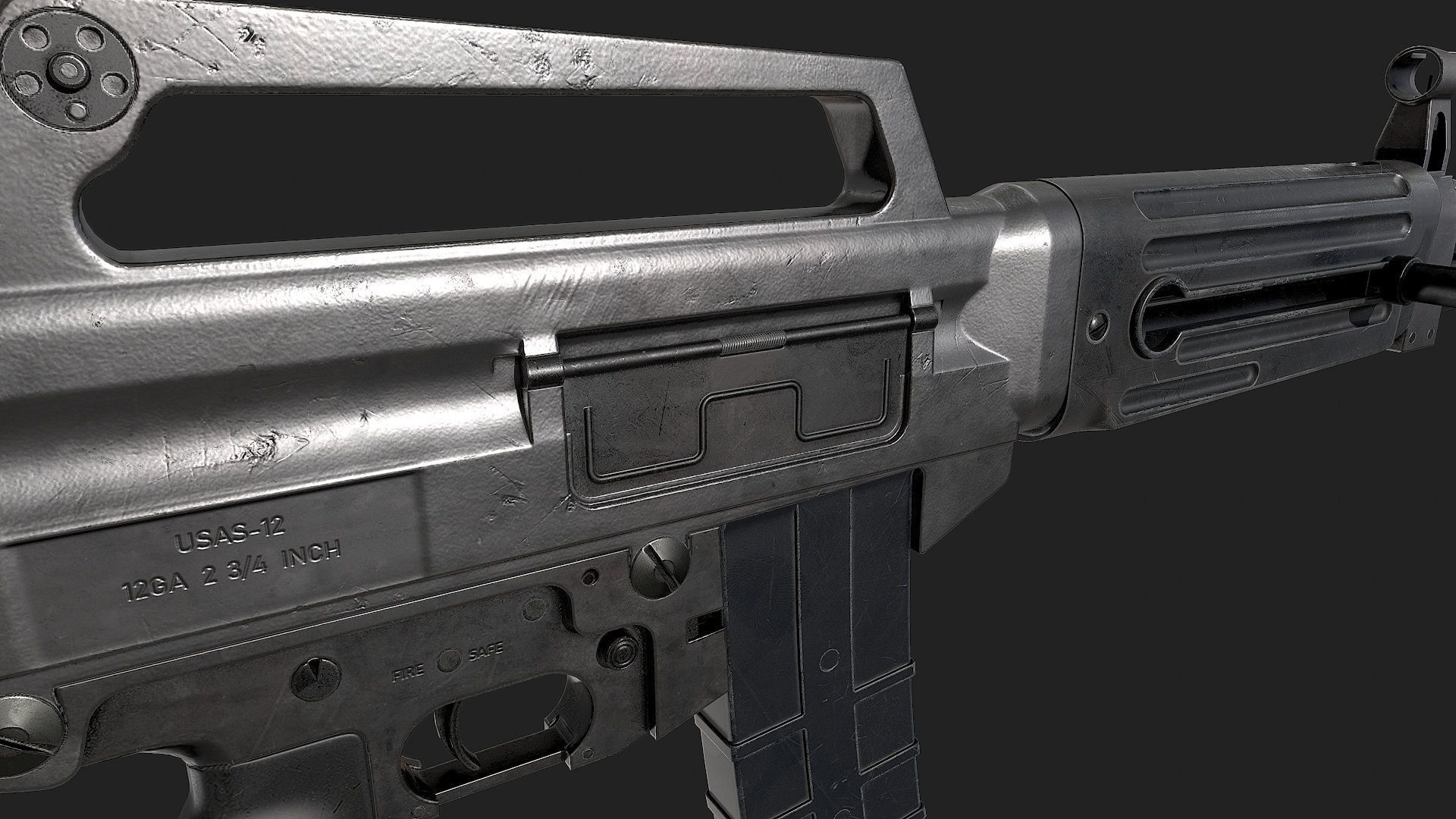 USAS-12 gun Low-poly 3D model_12