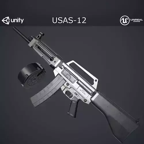 USAS-12 gun Low-poly 3D model