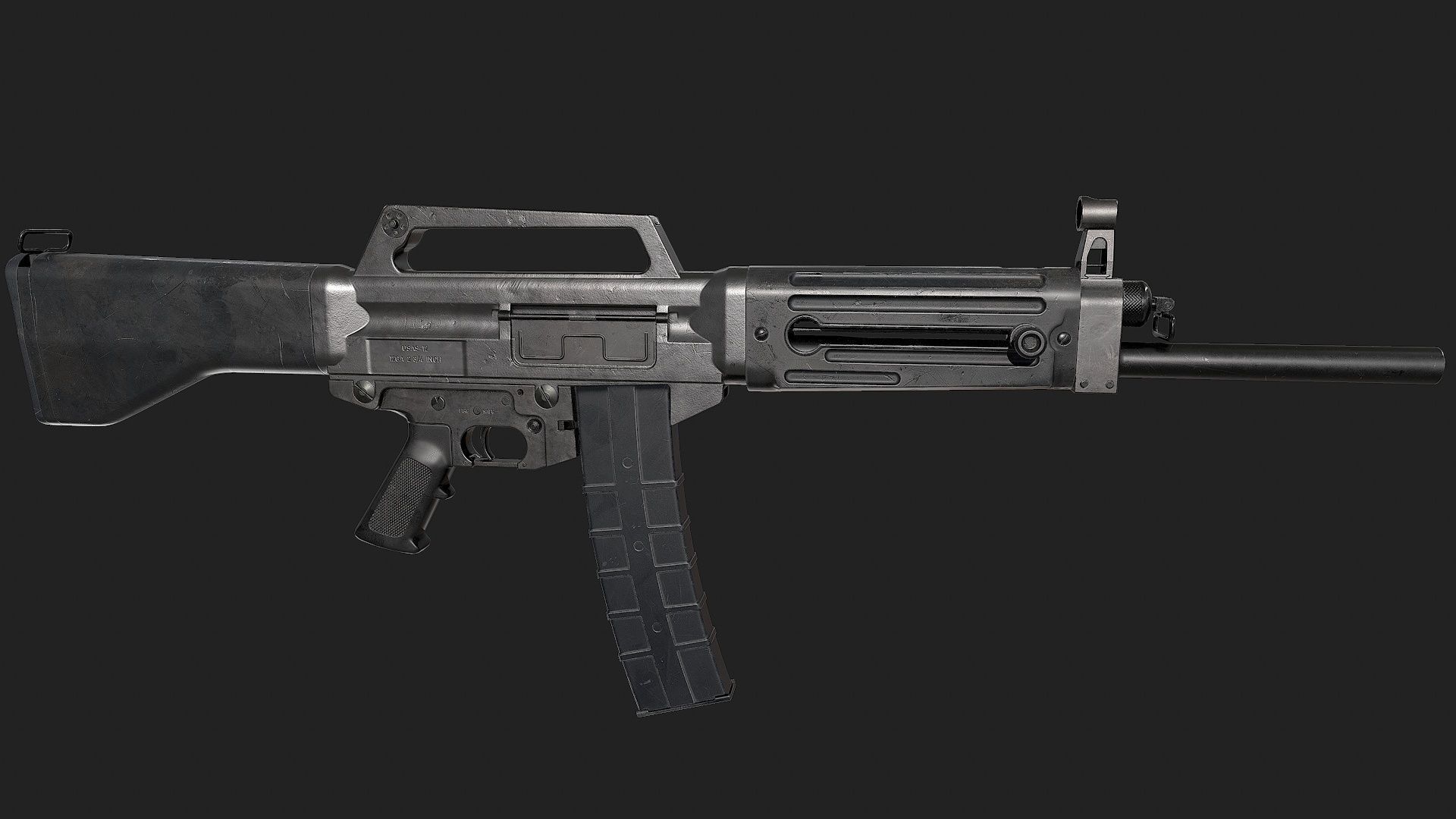 USAS-12 gun Low-poly 3D model_4