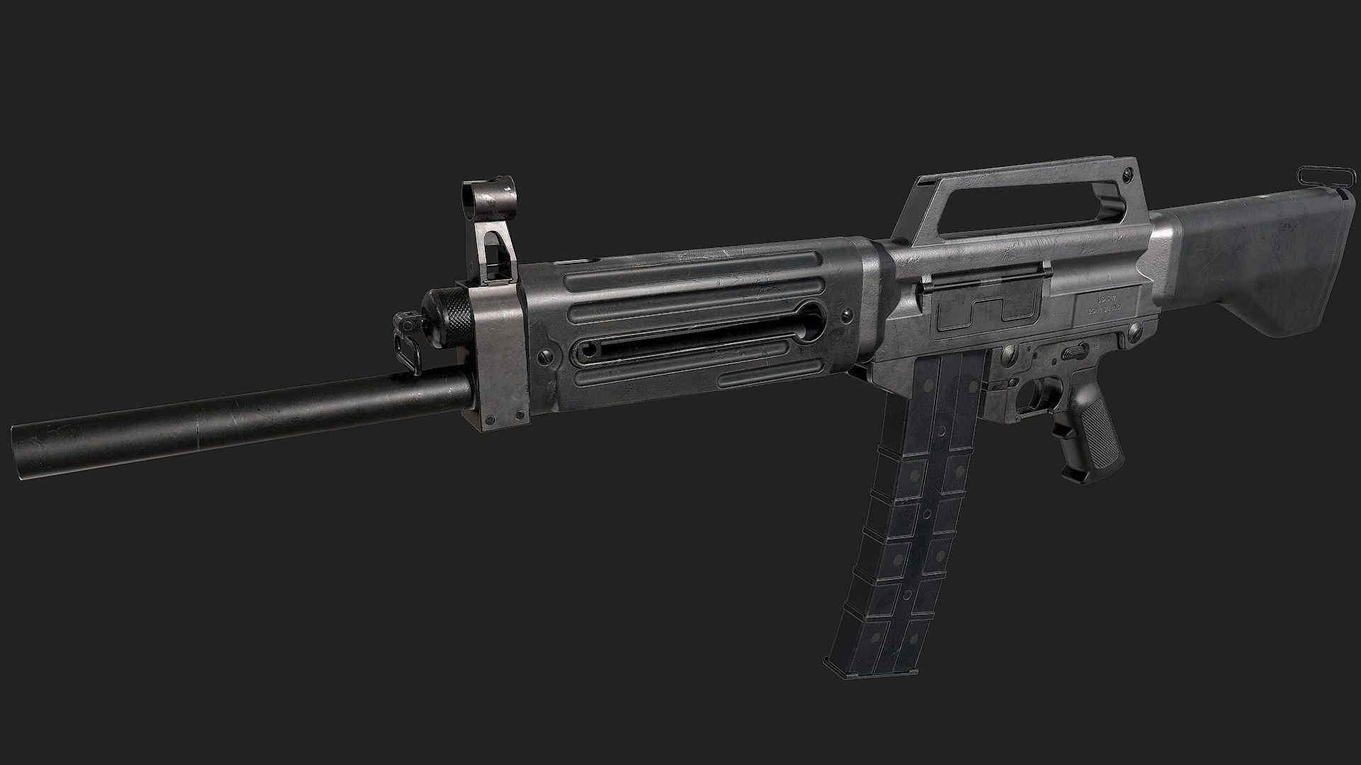 USAS-12 gun Low-poly 3D model_3