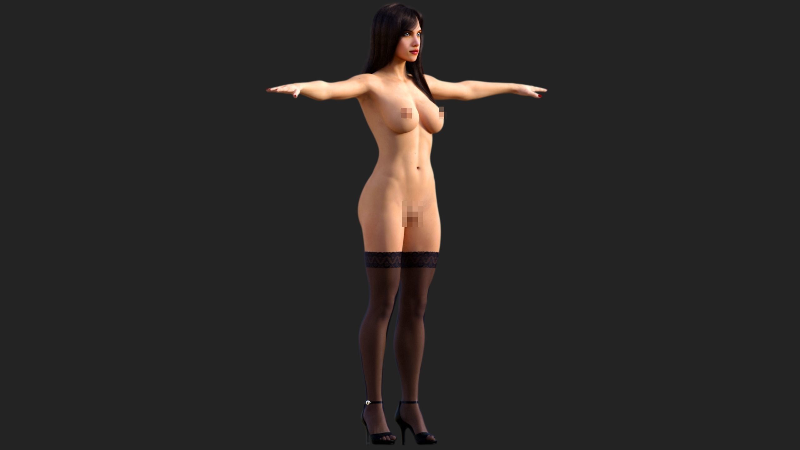 Naked Caucasian Woman 3D model_4