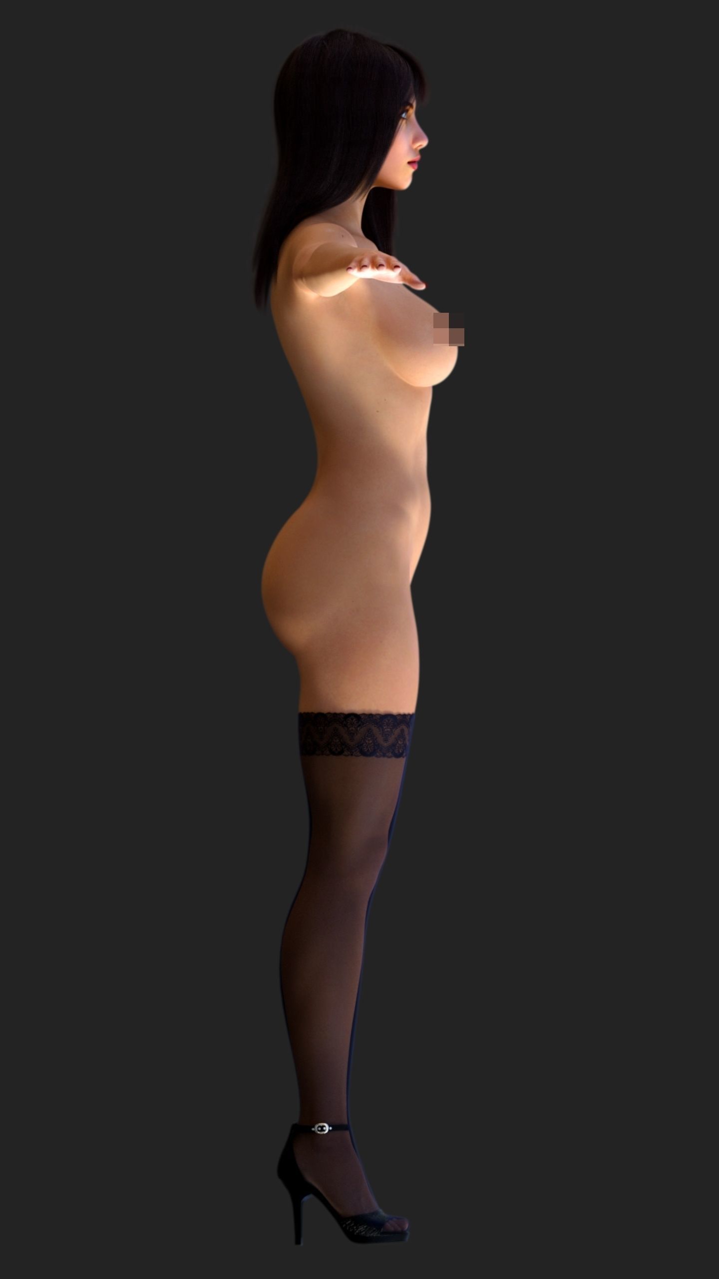 Naked Caucasian Woman 3D model_6