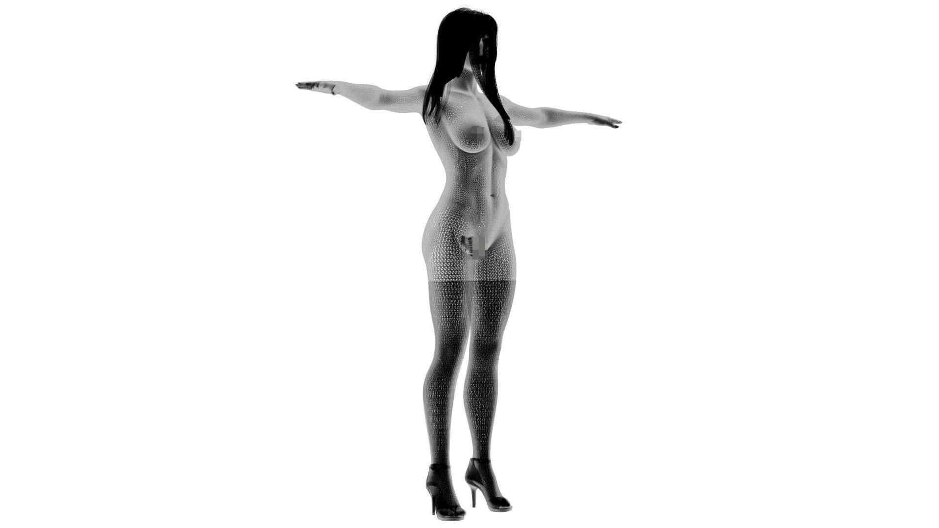Naked Caucasian Woman 3D model_2