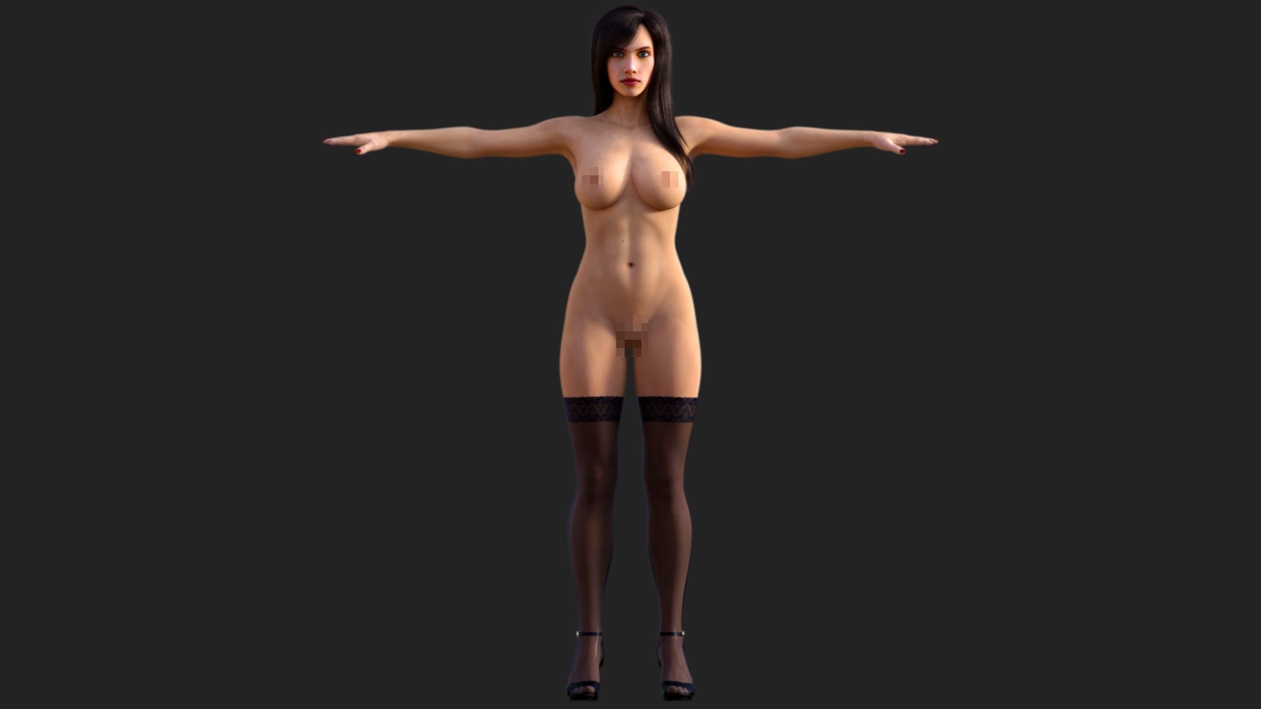 Naked Caucasian Woman 3D model_5