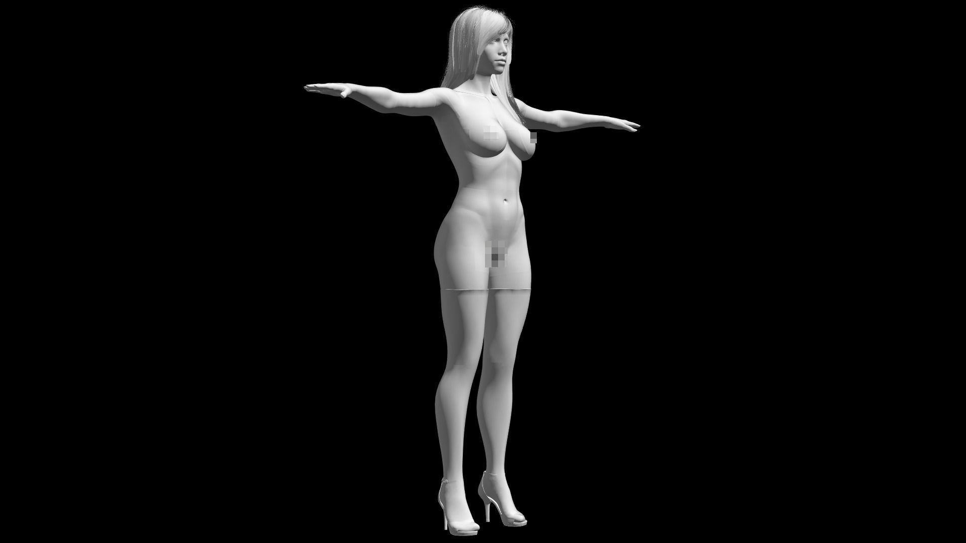 Naked Caucasian Woman 3D model_3