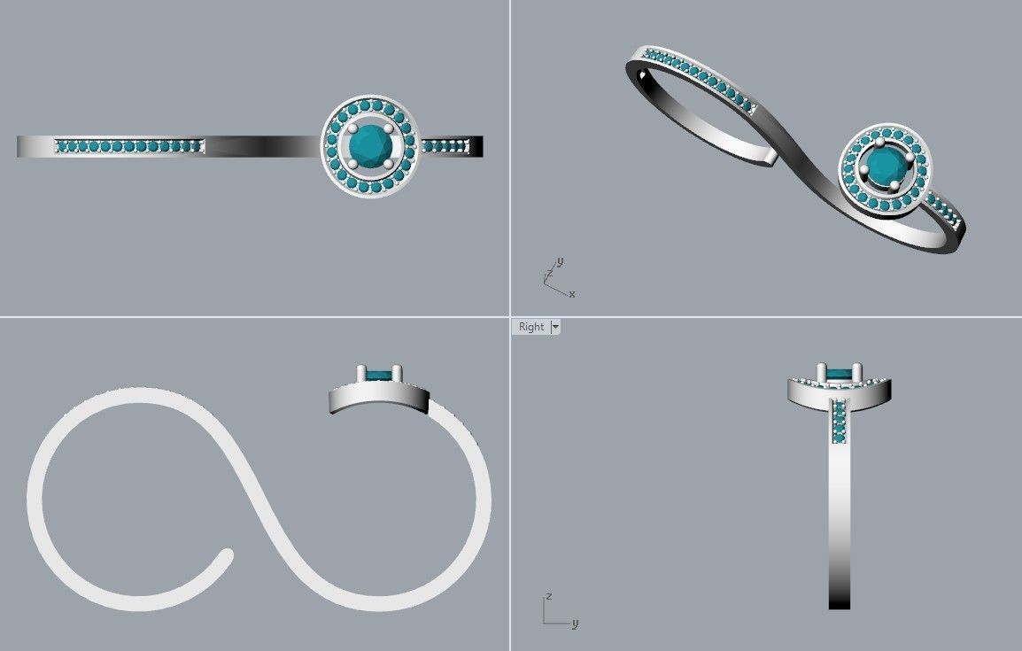 Women Diamond ring design 3dm stl 3D print model 3D print model_15