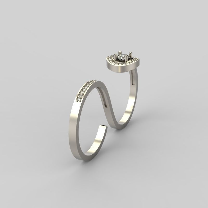 Women Diamond ring design 3dm stl 3D print model 3D print model_6