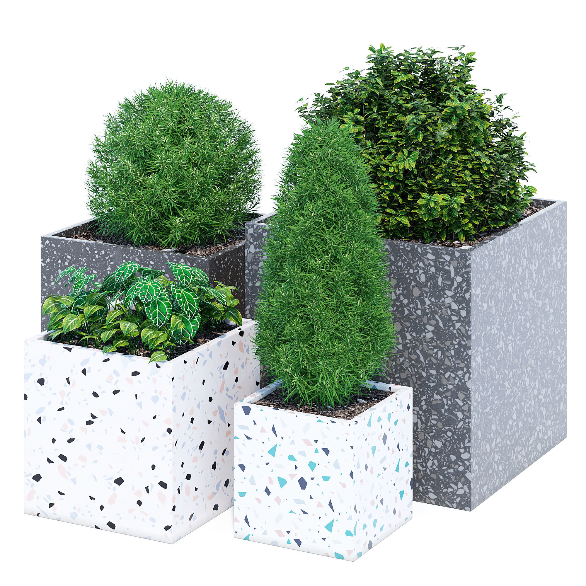 Terrazzo cube 3D model_2