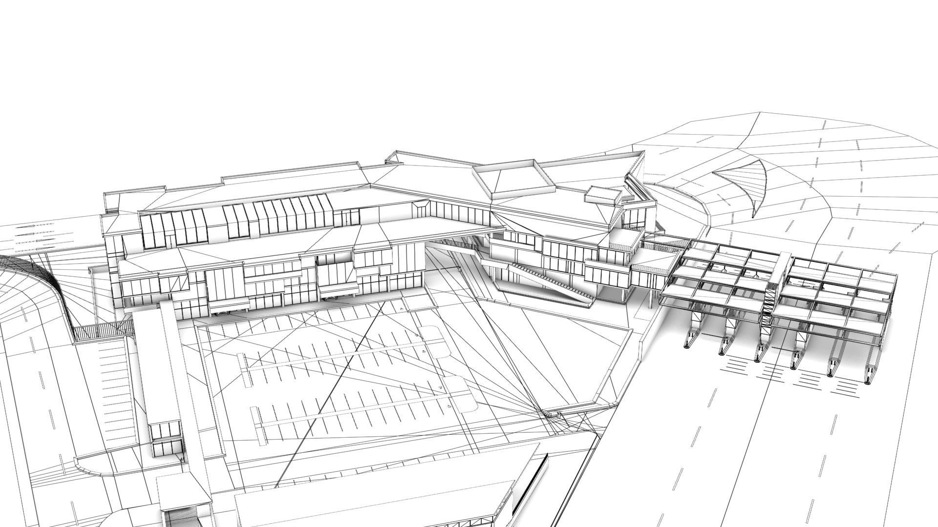 Border Control and Administration Buildings Low-poly 3D model_1