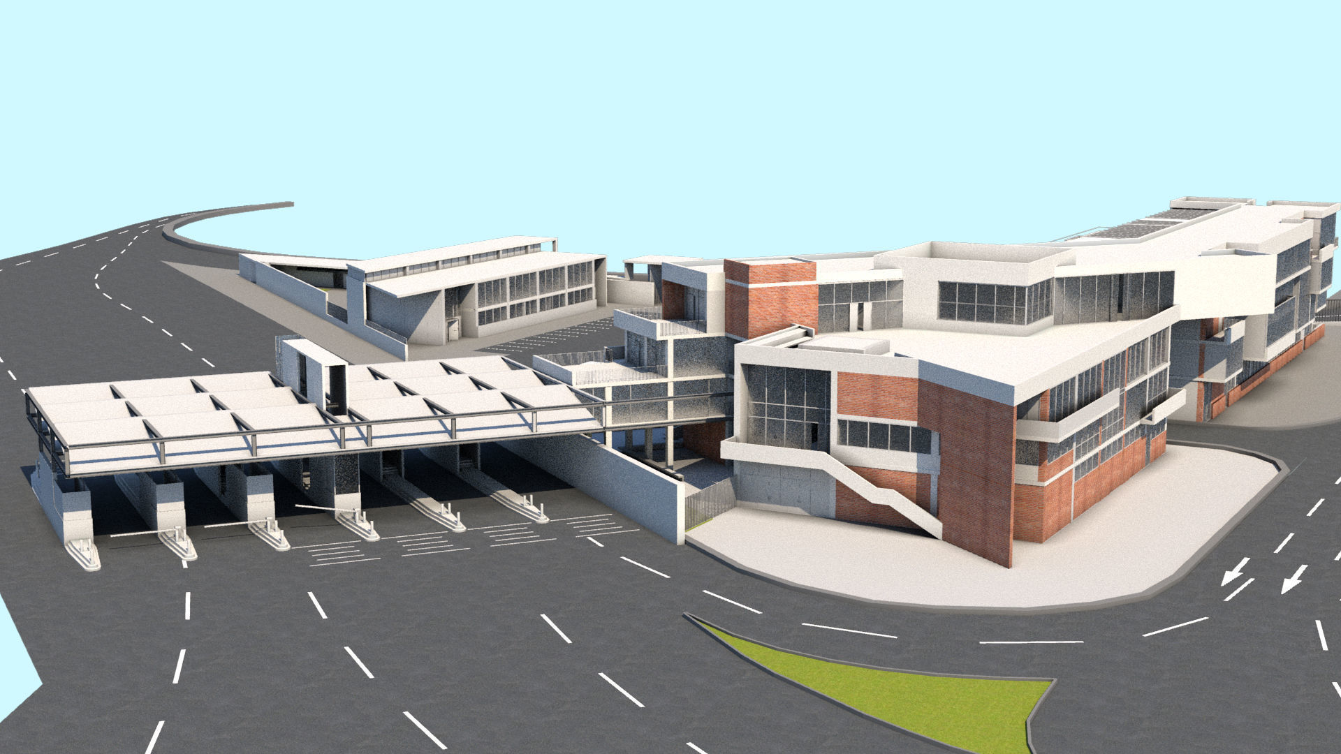 Border Control and Administration Buildings Low-poly 3D model_6