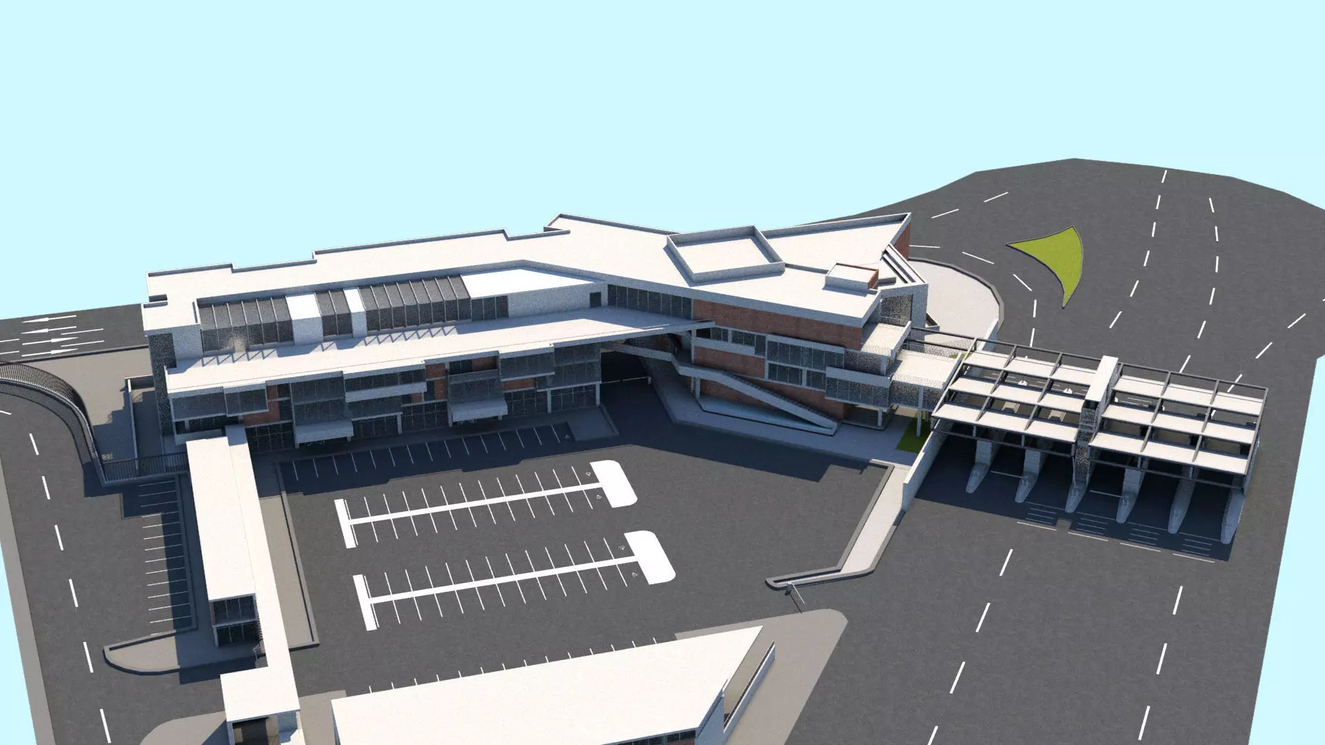 Border Control and Administration Buildings Low-poly 3D model_0