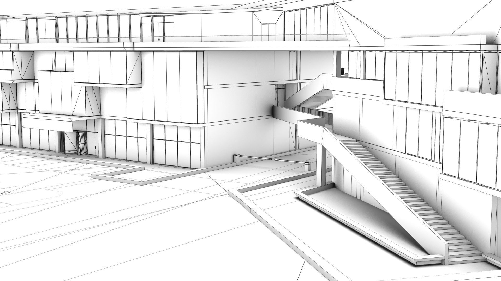 Border Control and Administration Buildings Low-poly 3D model_9