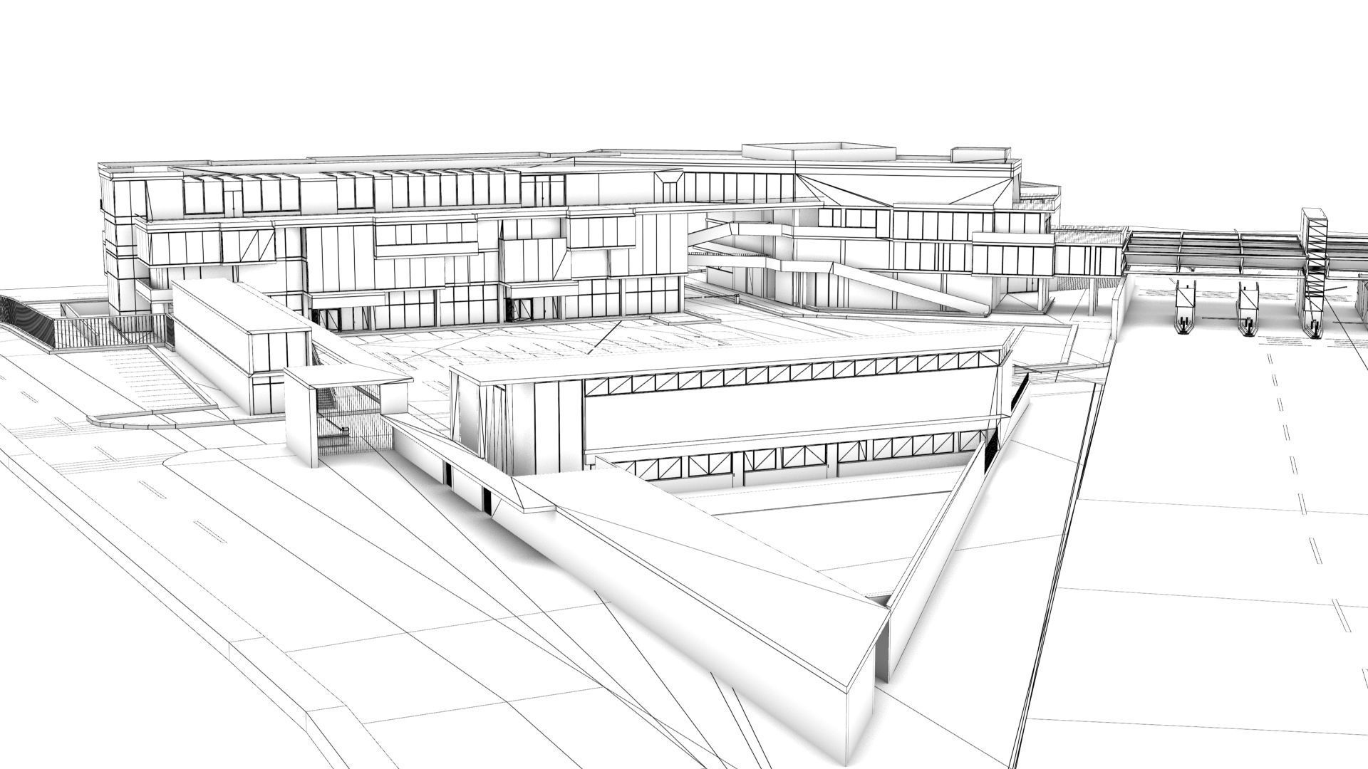 Border Control and Administration Buildings Low-poly 3D model_13