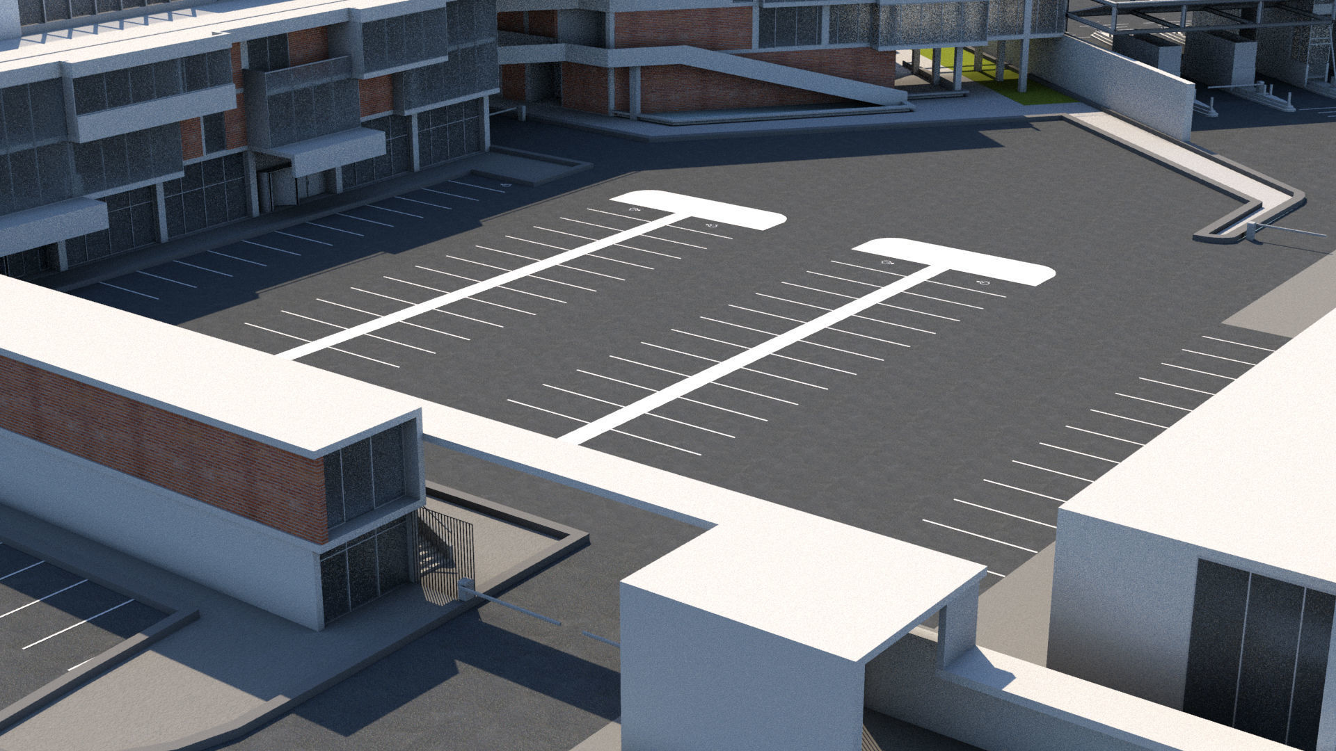 Border Control and Administration Buildings Low-poly 3D model_4