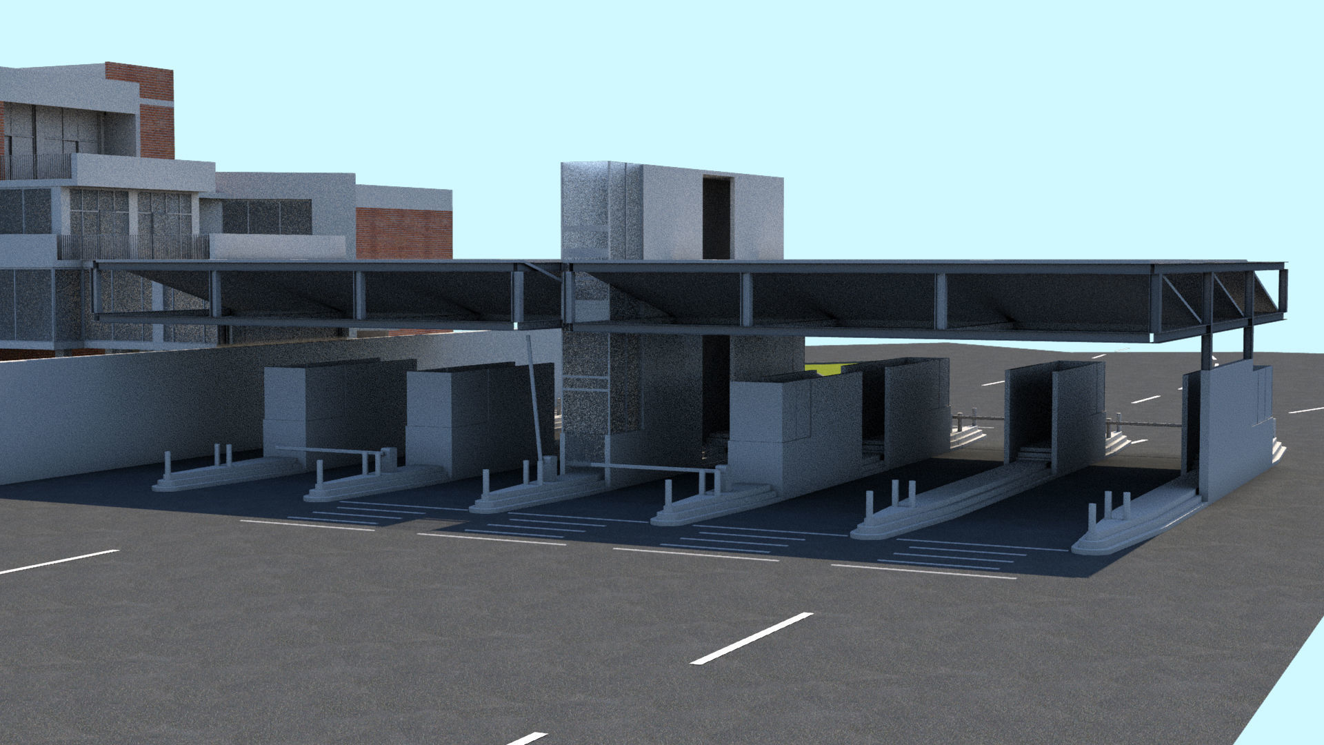 Border Control and Administration Buildings Low-poly 3D model_2