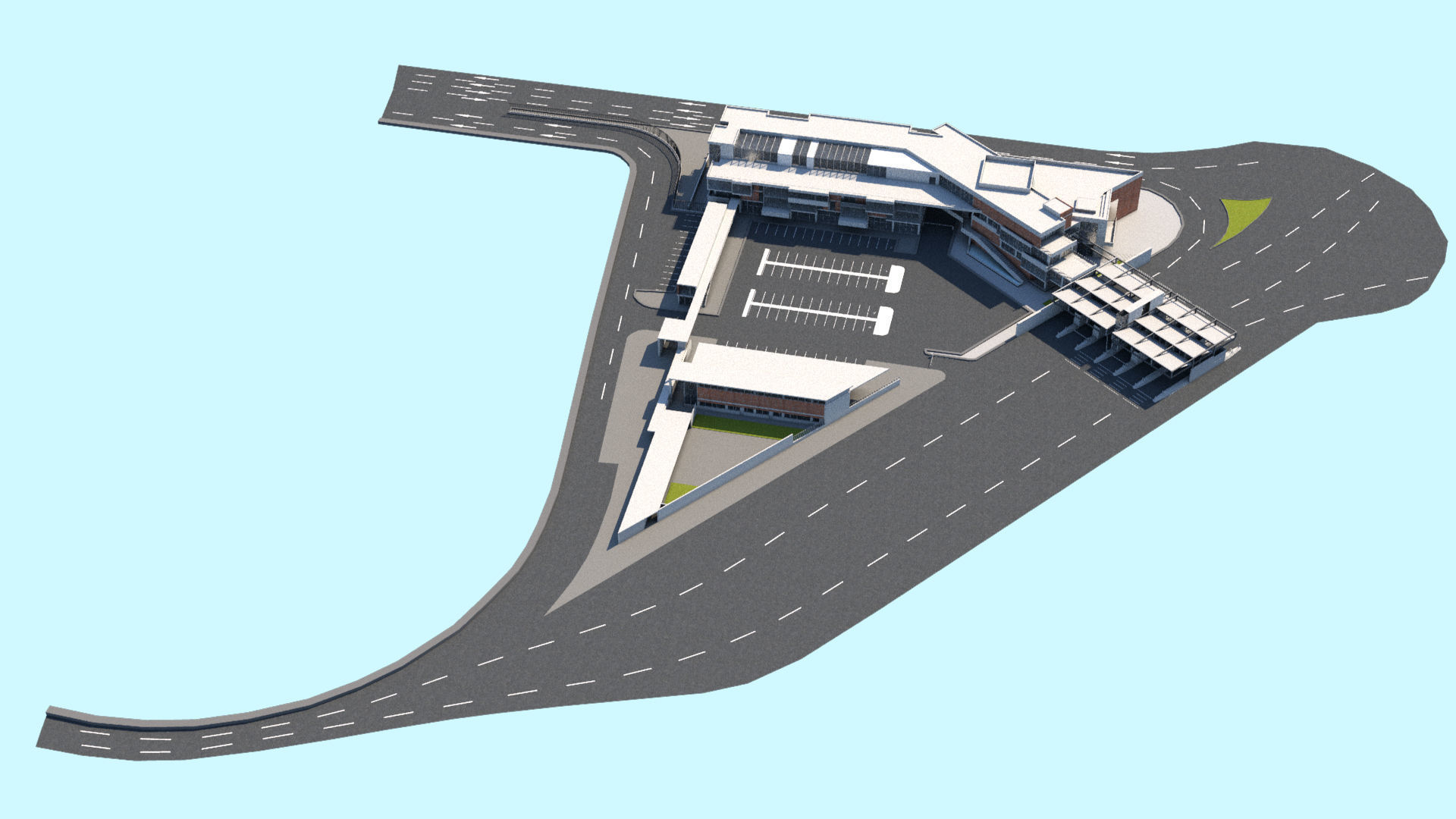 Border Control and Administration Buildings Low-poly 3D model_14