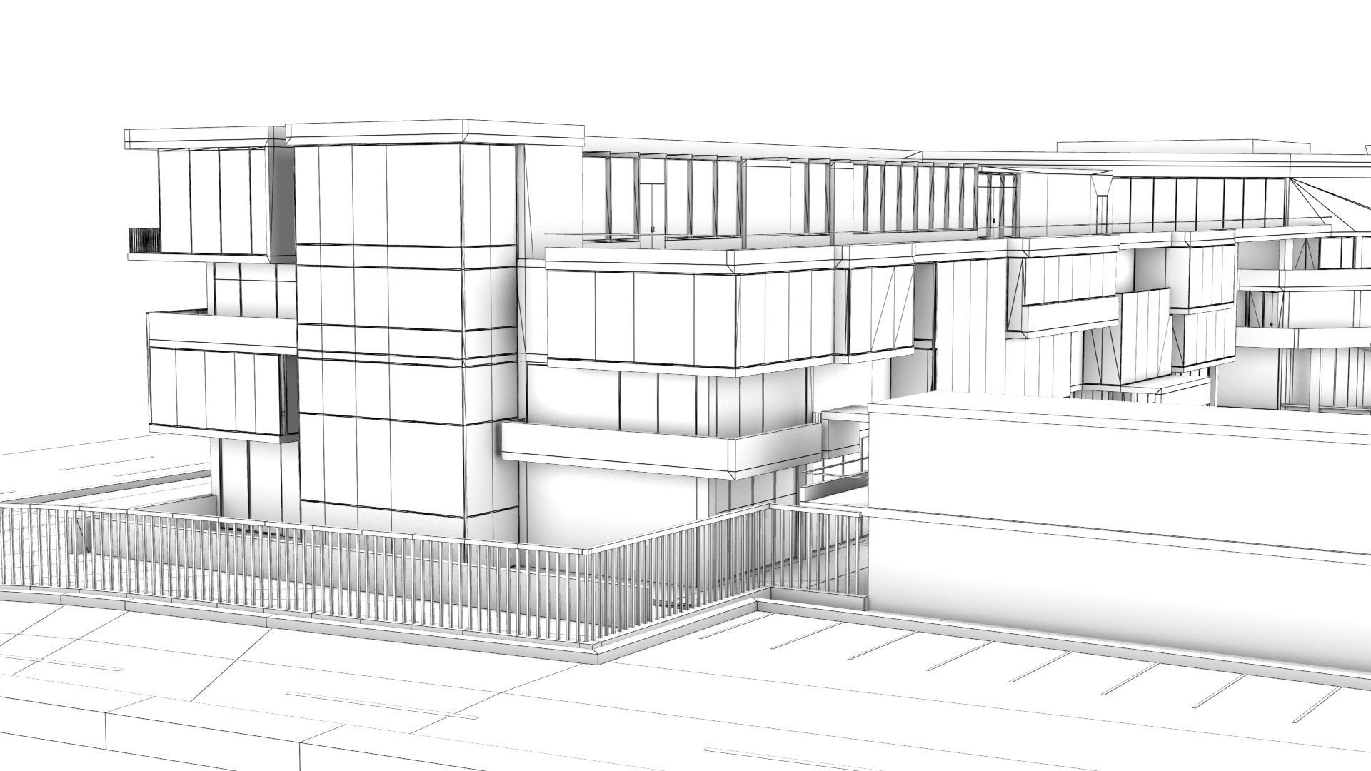 Border Control and Administration Buildings Low-poly 3D model_11