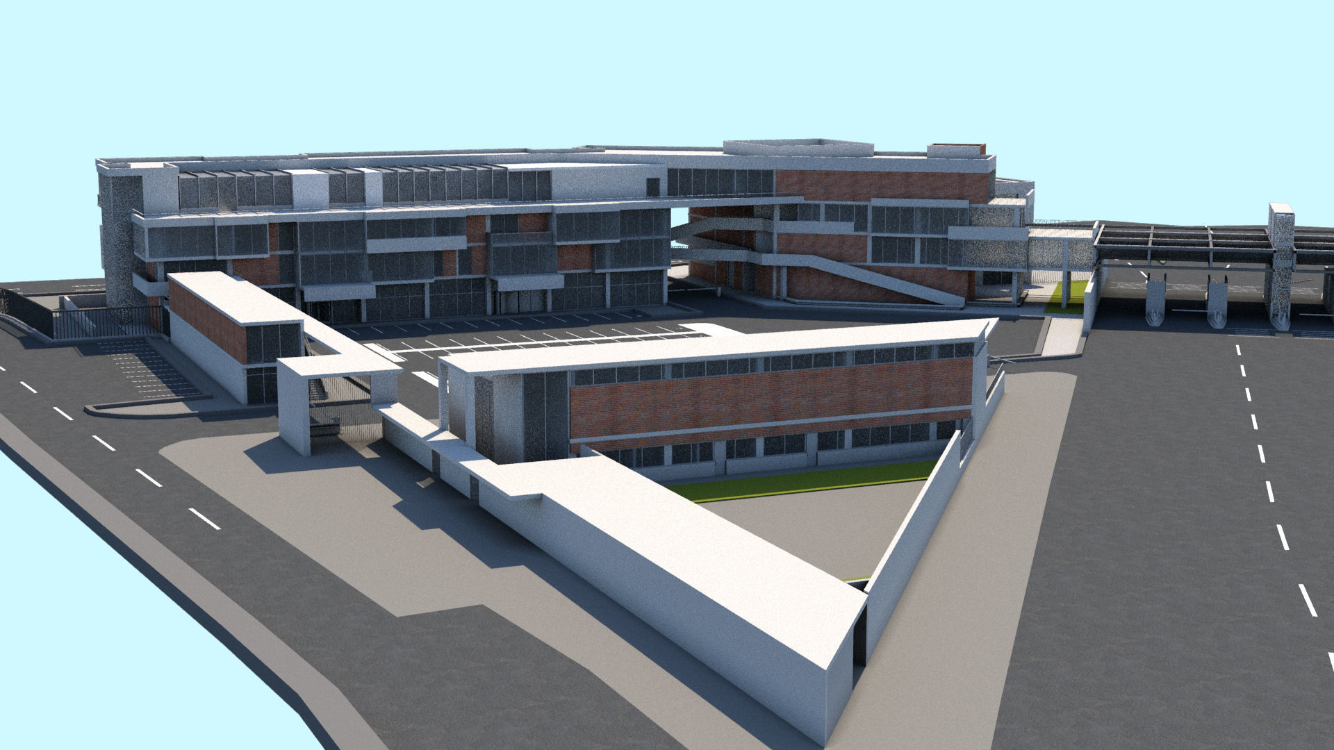 Border Control and Administration Buildings Low-poly 3D model_12