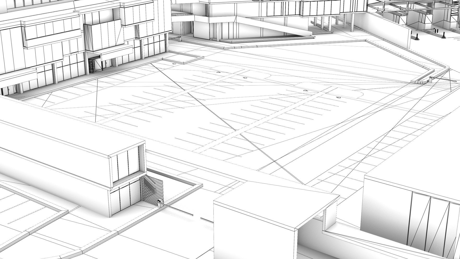 Border Control and Administration Buildings Low-poly 3D model_5