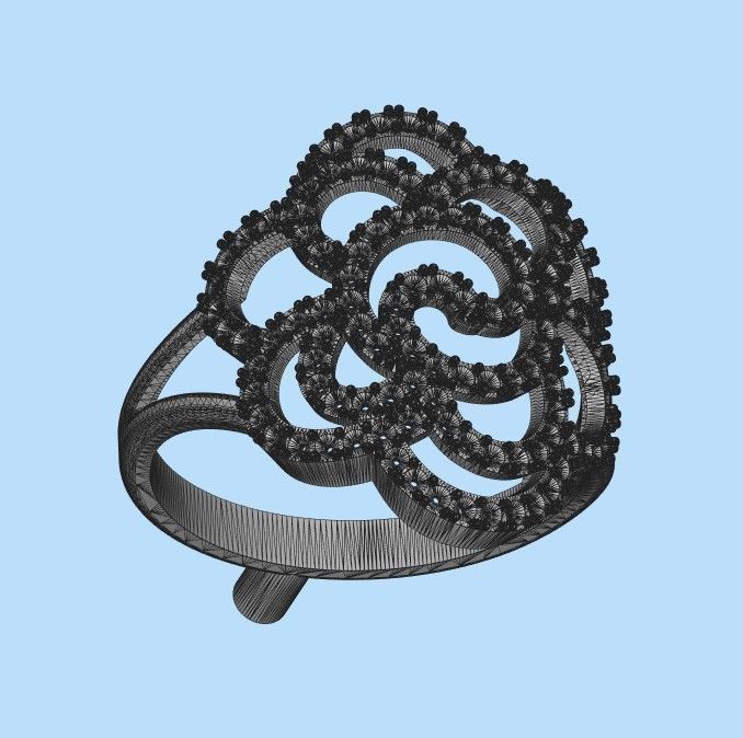 Women Diamond ring design 6 3dm stl 3D print model 3D print model_21