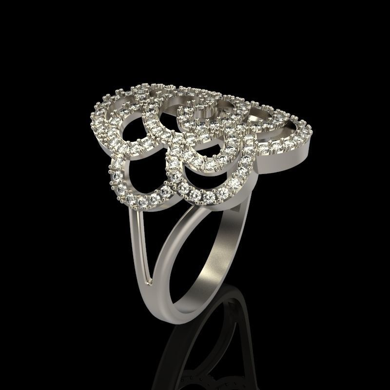 Women Diamond ring design 6 3dm stl 3D print model 3D print model_6