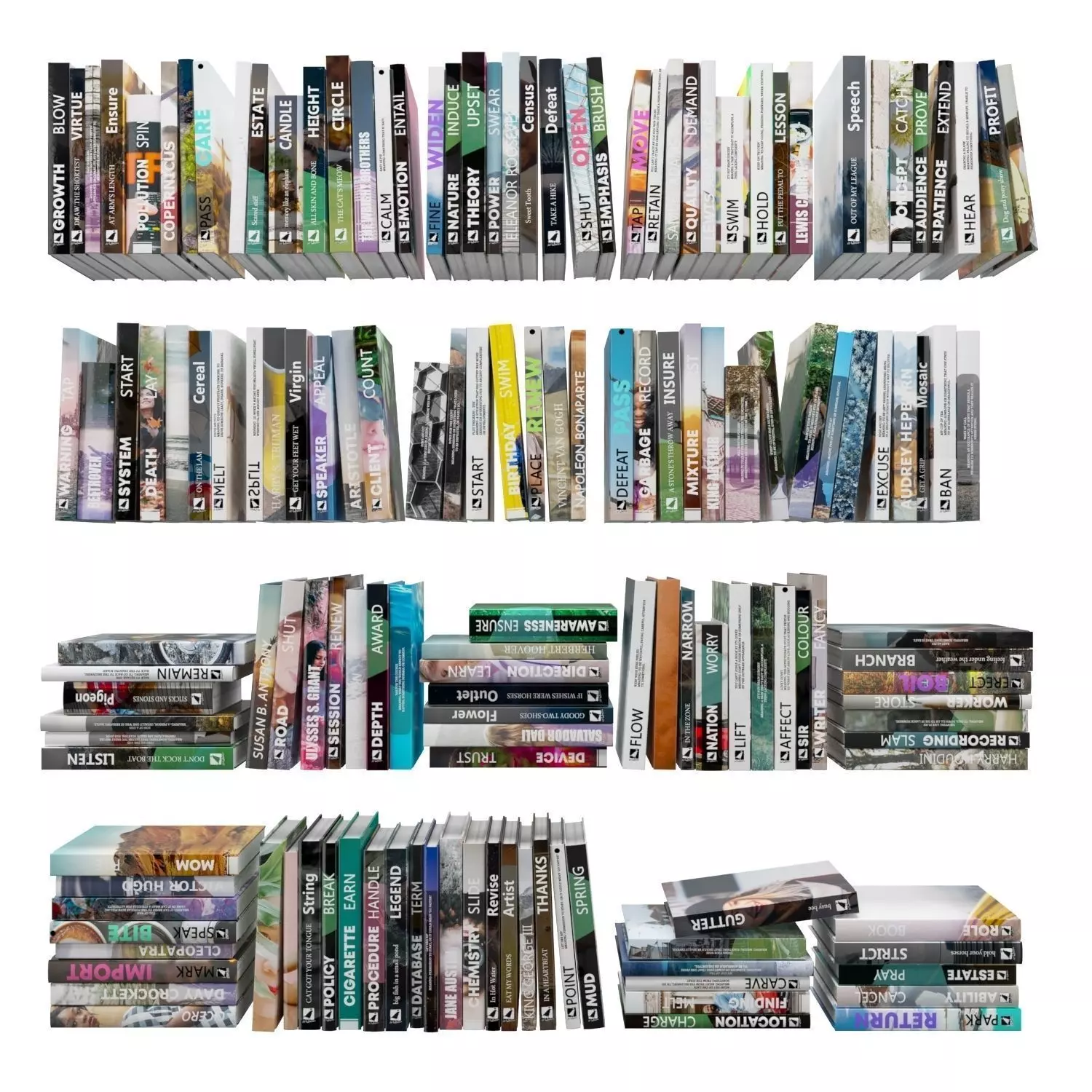 Books 150 pieces 1-1-2 Low-poly 3D model_0