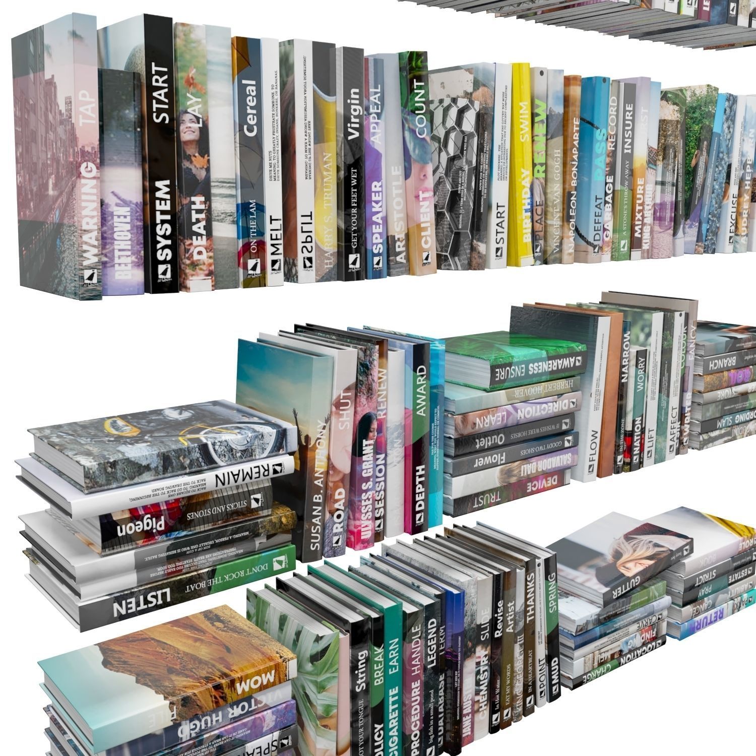 Books 150 pieces 1-1-2 Low-poly 3D model_9