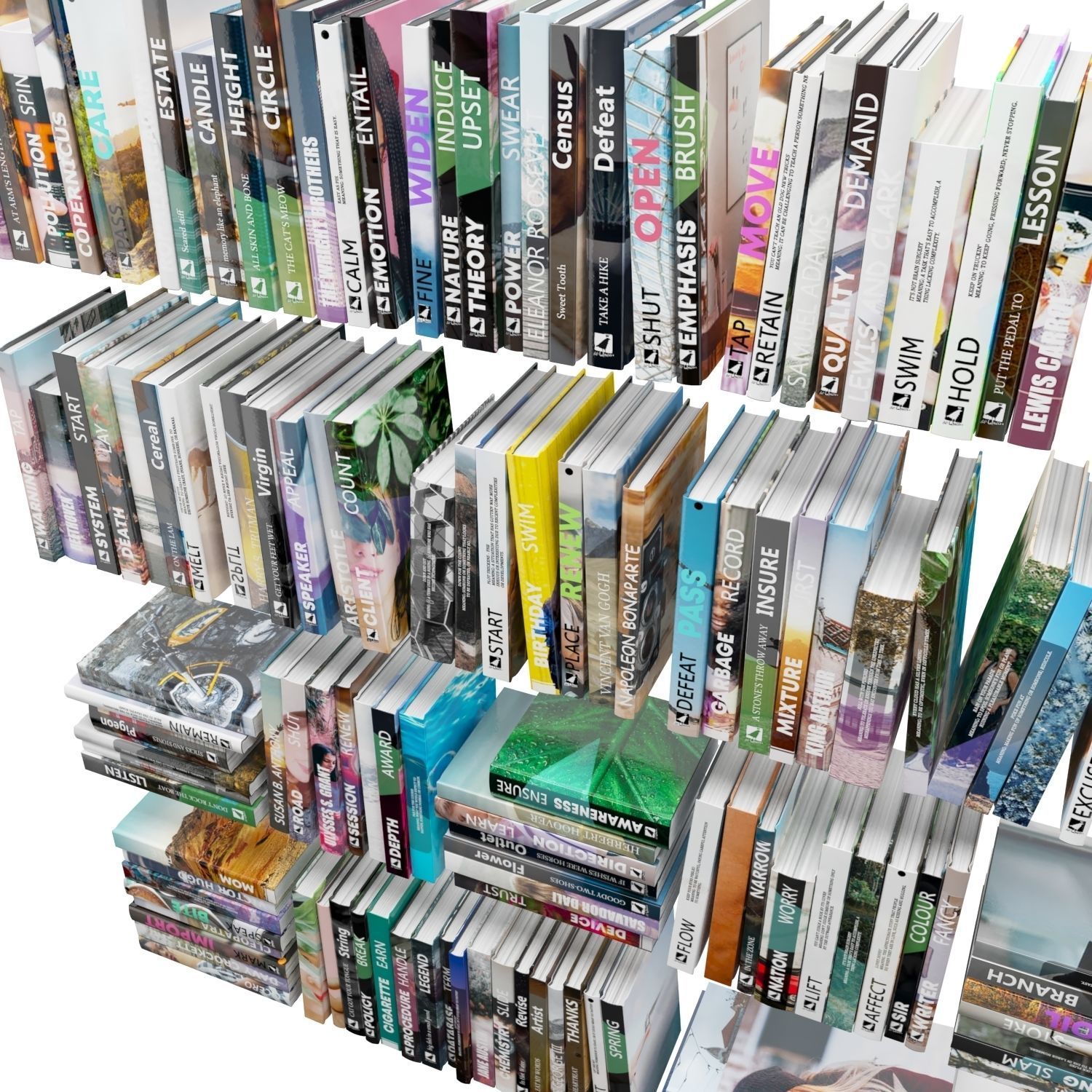 Books 150 pieces 1-1-2 Low-poly 3D model_11