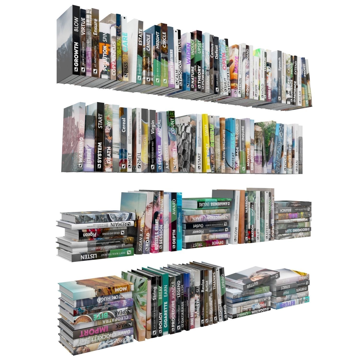 Books 150 pieces 1-1-2 Low-poly 3D model_13