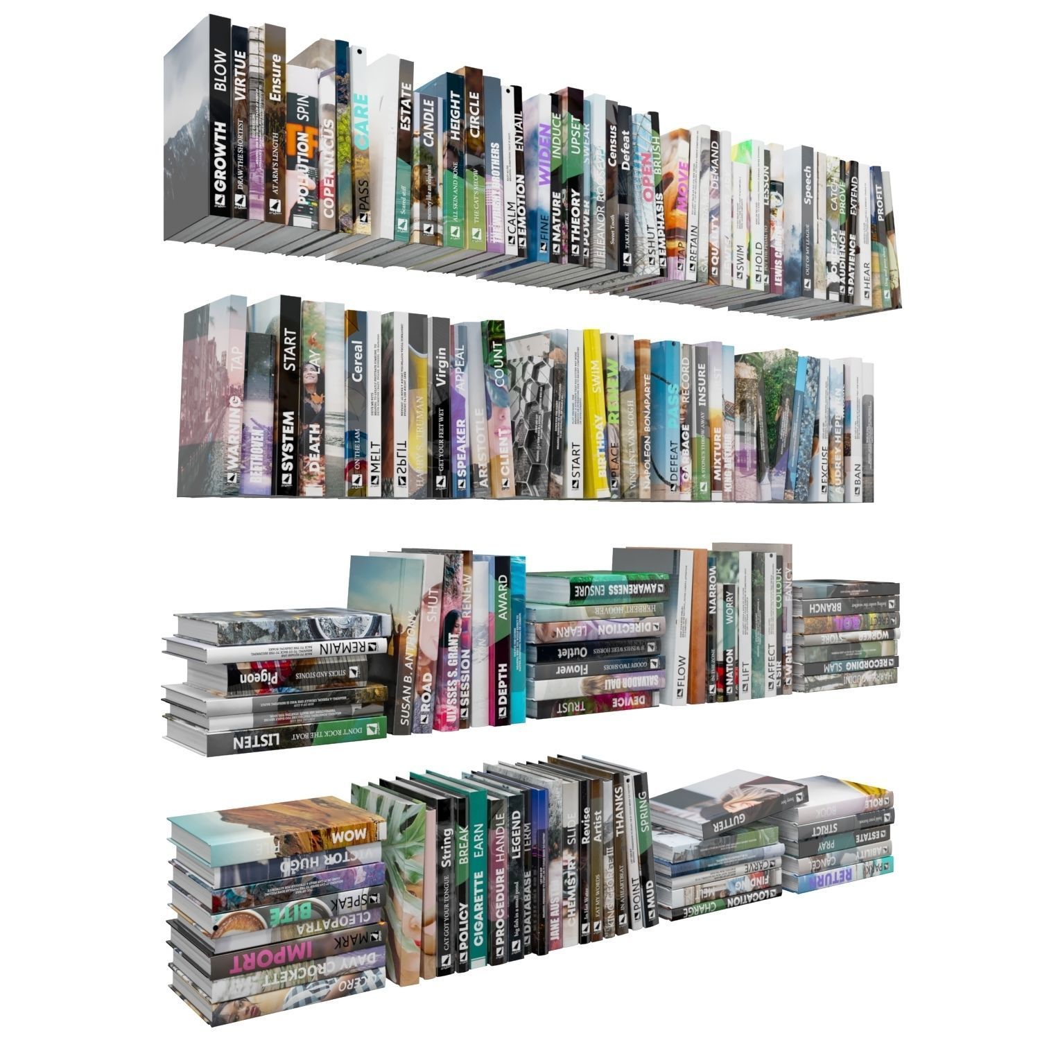 Books 150 pieces 1-1-2 Low-poly 3D model_1
