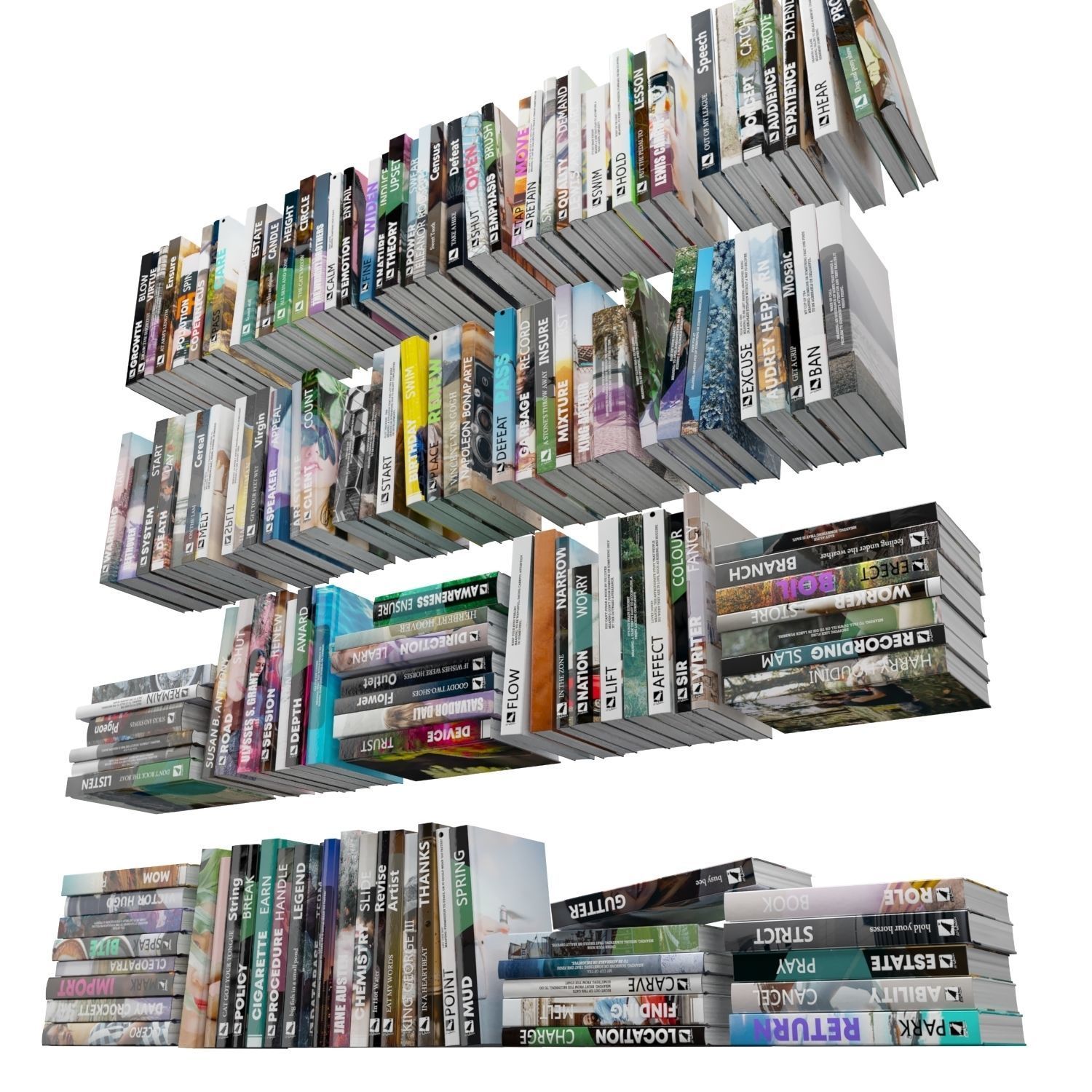Books 150 pieces 1-1-2 Low-poly 3D model_2