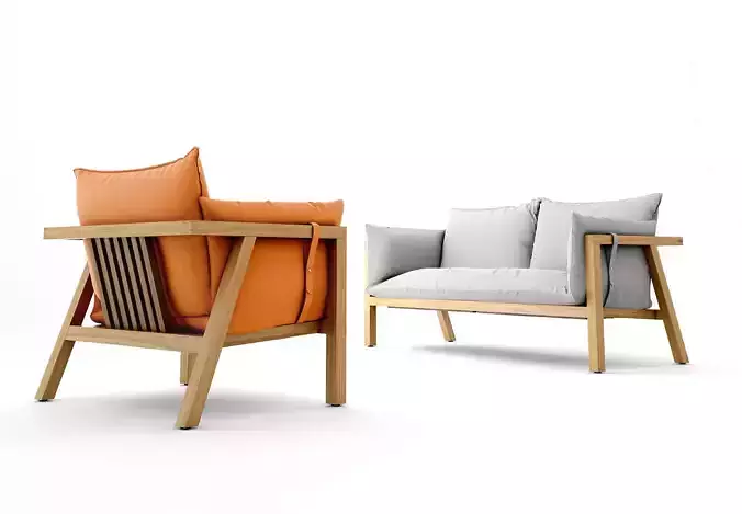 Prostoria Umomoku sofa and armchair outdoor