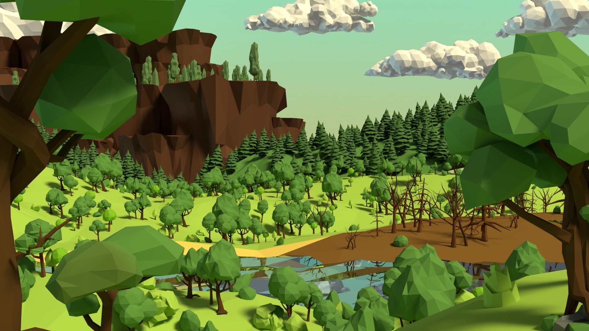Trees Pack Low-poly 3D model_2