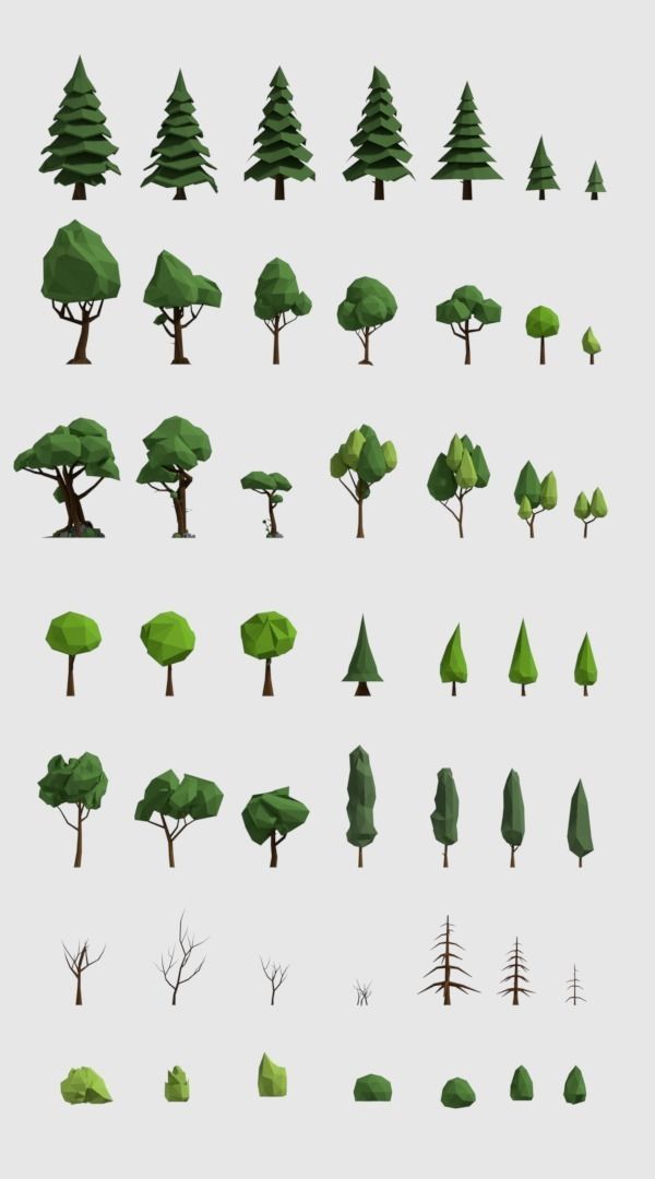 Trees Pack Low-poly 3D model_4