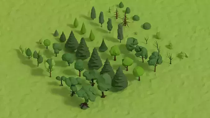 Trees Pack Low-poly 3D model