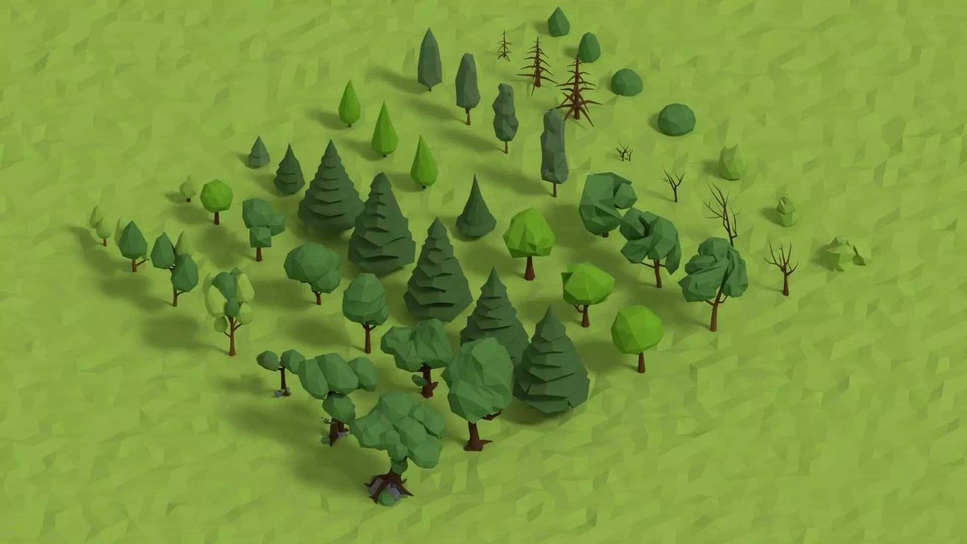 Trees Pack Low-poly 3D model_0