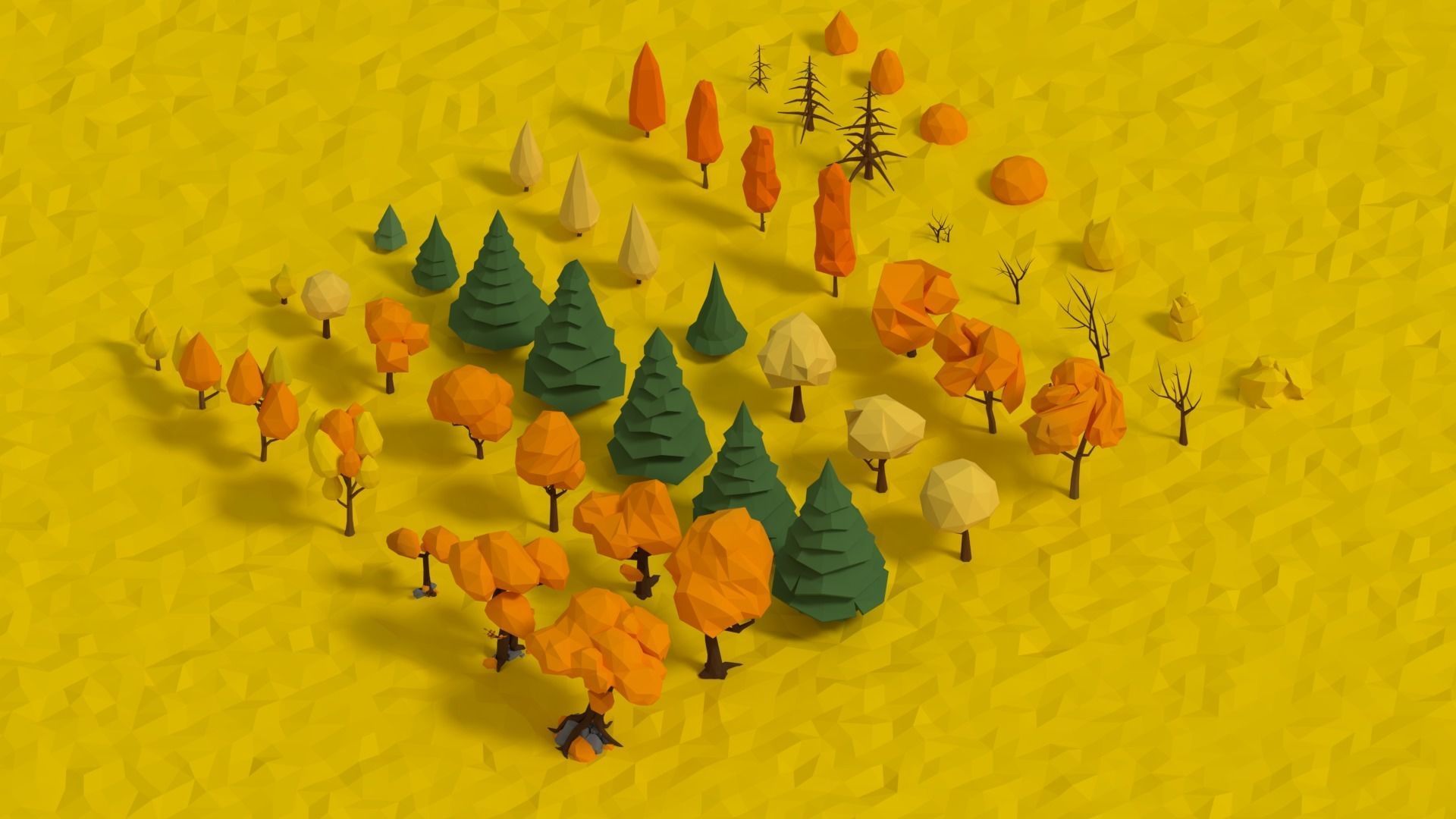 Trees Pack Low-poly 3D model_3