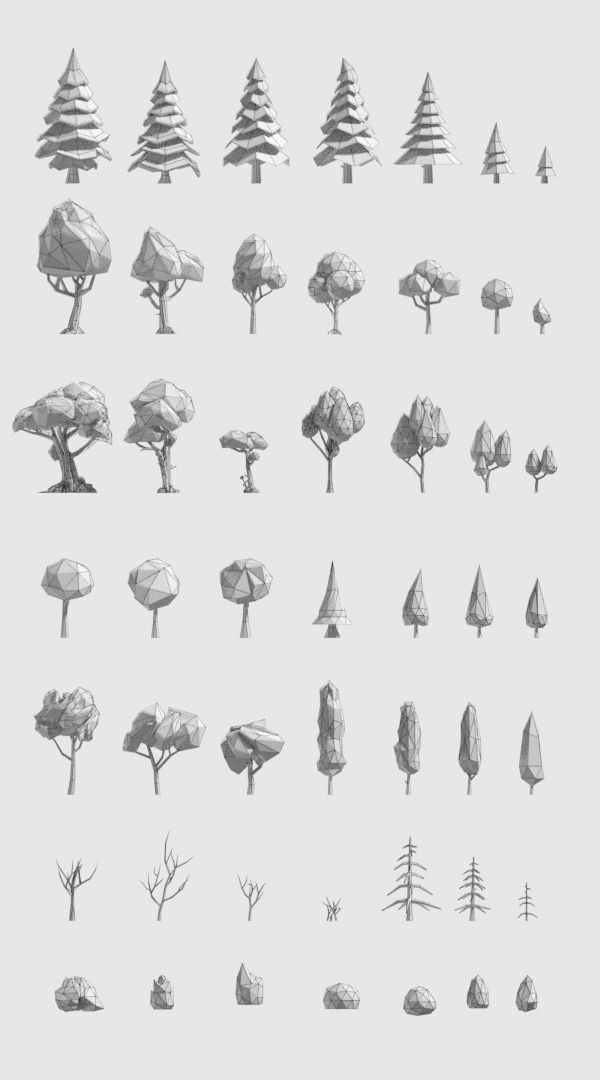 Trees Pack Low-poly 3D model_6